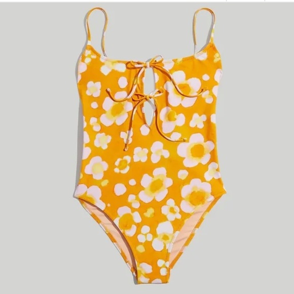 HP🎉Madewell Second Wave Tie-Front One-Piece Swimsuit in Watercolor Floral - Picture 3 of 4